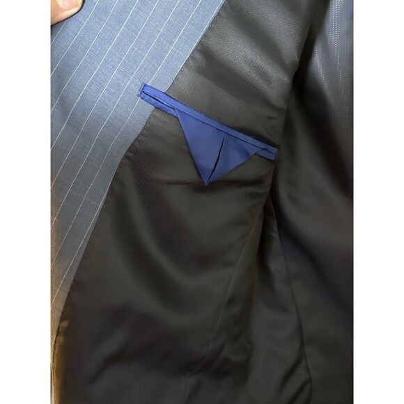 Michael Strahan Collection Suit Jacket Coat Tech Wool 36 Modern Fit Blue Stripe - Picture 7 of 8